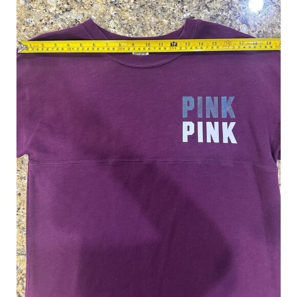 Victoria’s Secret PINK Y2K Holographic Foil Spell Out Crew Neck Pullover XS EUC - Picture 14 of 15